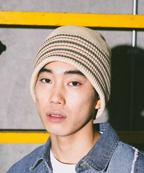 niko and...（ニコアンド）の「ラインコットンニット編みハット（ニットキャップ/ビーニー・メンズ・ベージュ/ブラック・FREE）」の15枚目の写真