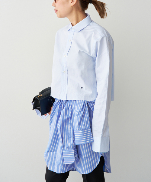 Deuxieme Classe（ドゥーズィエムクラス）の「【HOMME GIRLS/オムガールズ】Original Cropped Shirt（シャツ/ブラウス・レディース・エメラルドブルー・FREE）」の2枚目の写真