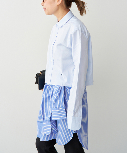 Deuxieme Classe（ドゥーズィエムクラス）の「【HOMME GIRLS/オムガールズ】Original Cropped Shirt（シャツ/ブラウス・レディース・エメラルドブルー・FREE）」の3枚目の写真