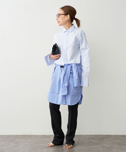 Deuxieme Classe（ドゥーズィエムクラス）の「【HOMME GIRLS/オムガールズ】Original Cropped Shirt（シャツ/ブラウス・レディース・エメラルドブルー・FREE）」の4枚目の写真