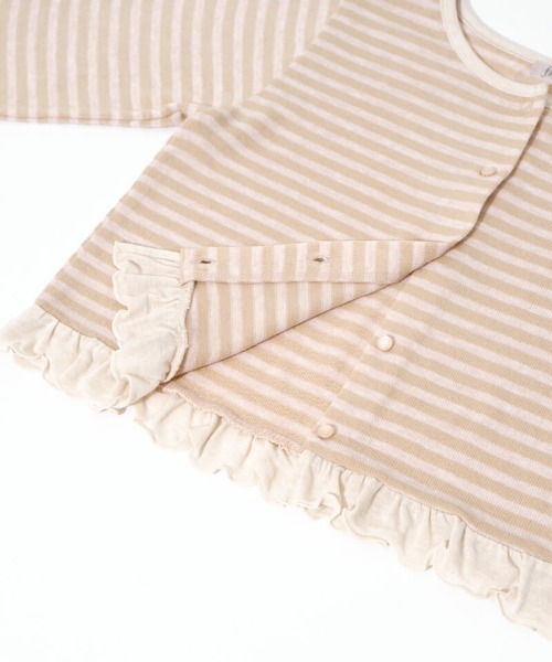 flower（フラワー）の「チャーミーボーダートップ（カーディガン/ボレロ・レディース・ベージュ/ブラック・FREE）」の5枚目の写真