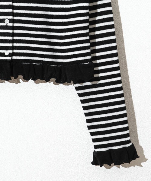 flower（フラワー）の「チャーミーボーダートップ（カーディガン/ボレロ・レディース・ベージュ/ブラック・FREE）」の11枚目の写真