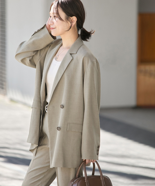 JOURNAL STANDARD（ジャーナルスタンダード）の「アイアスストレッチジャケット（テーラードジャケット・レディース・ベージュ/ブラック・FREE）」の2枚目の写真