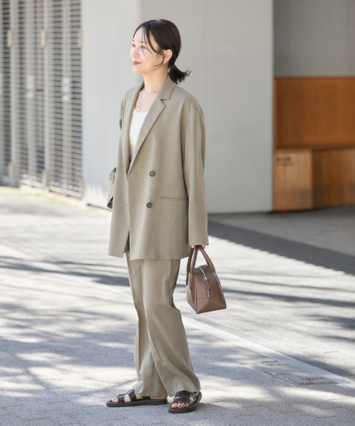 JOURNAL STANDARD（ジャーナルスタンダード）の「アイアスストレッチジャケット（テーラードジャケット・レディース・ベージュ/ブラック・FREE）」の4枚目の写真