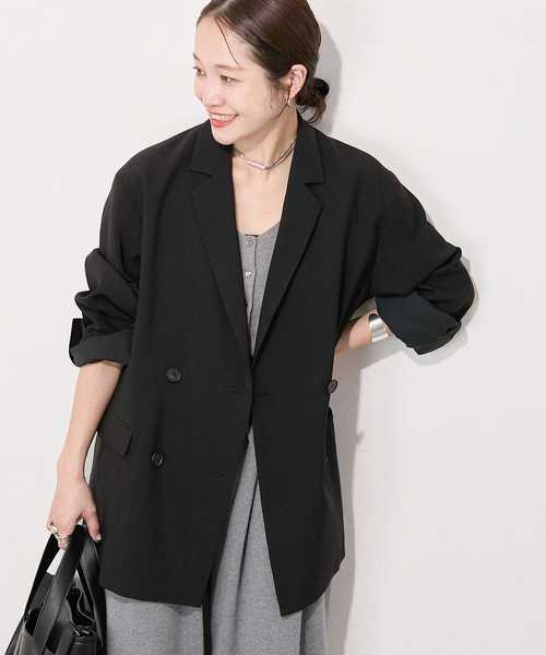 JOURNAL STANDARD（ジャーナルスタンダード）の「アイアスストレッチジャケット（テーラードジャケット・レディース・ベージュ/ブラック・FREE）」の7枚目の写真