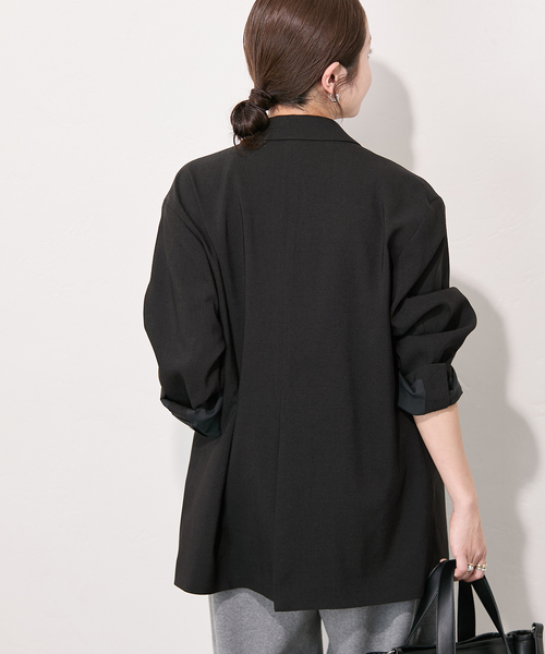 JOURNAL STANDARD（ジャーナルスタンダード）の「アイアスストレッチジャケット（テーラードジャケット・レディース・ベージュ/ブラック・FREE）」の9枚目の写真