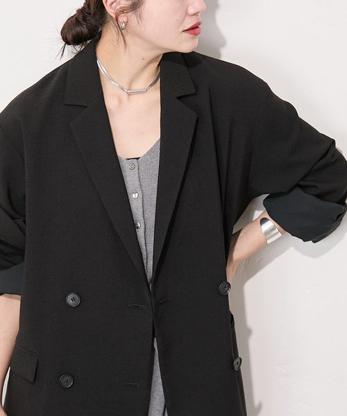 JOURNAL STANDARD（ジャーナルスタンダード）の「アイアスストレッチジャケット（テーラードジャケット・レディース・ベージュ/ブラック・FREE）」の11枚目の写真