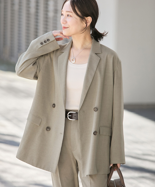 JOURNAL STANDARD（ジャーナルスタンダード）の「アイアスストレッチジャケット（テーラードジャケット・レディース・ベージュ/ブラック・FREE）」の16枚目の写真