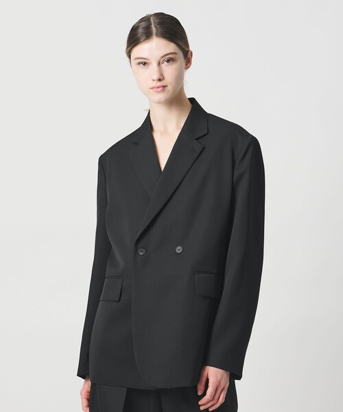 LOEFF（ロエフ）の「＜LOEFF＞ギャバジン ボックス ジャケット（テーラードジャケット・レディース・ブラック・0/1）」の2枚目の写真