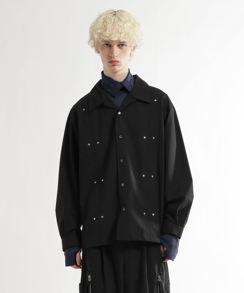 HARE（ハレ）の「【SET UP対応】CLEAR TEXTUREハトメパーツシャツ(HARE)（シャツ/ブラウス・メンズ・グレー/ブラウン/ブラック・FREE）」の2枚目の写真