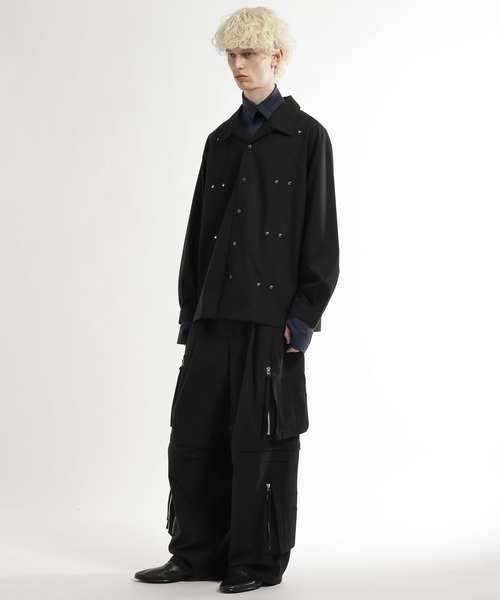 HARE（ハレ）の「【SET UP対応】CLEAR TEXTUREハトメパーツシャツ(HARE)（シャツ/ブラウス・メンズ・グレー/ブラウン/ブラック・FREE）」の6枚目の写真