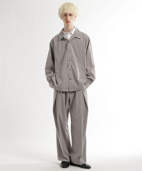 HARE（ハレ）の「【SET UP対応】CLEAR TEXTUREハトメパーツシャツ(HARE)（シャツ/ブラウス・メンズ・グレー/ブラウン/ブラック・FREE）」の7枚目の写真