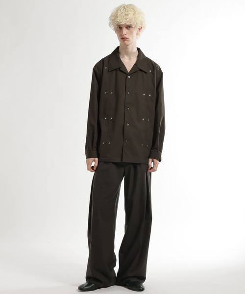 HARE（ハレ）の「【SET UP対応】CLEAR TEXTUREハトメパーツシャツ(HARE)（シャツ/ブラウス・メンズ・グレー/ブラウン/ブラック・FREE）」の10枚目の写真