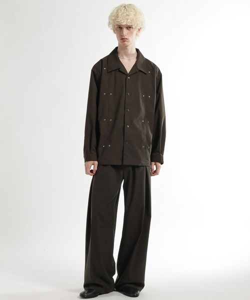 HARE（ハレ）の「【SET UP対応】CLEAR TEXTUREハトメパーツシャツ(HARE)（シャツ/ブラウス・メンズ・グレー/ブラウン/ブラック・FREE）」の11枚目の写真