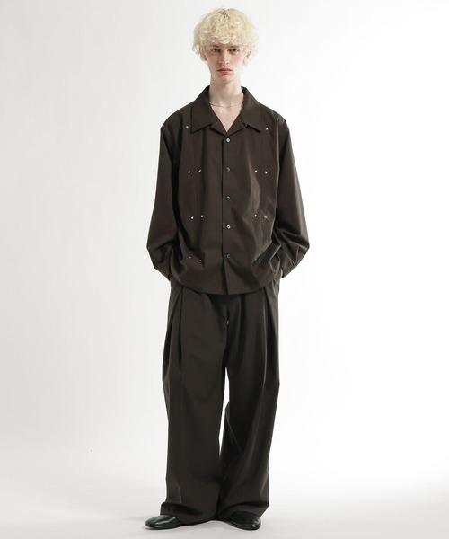 HARE（ハレ）の「【SET UP対応】CLEAR TEXTUREハトメパーツシャツ(HARE)（シャツ/ブラウス・メンズ・グレー/ブラウン/ブラック・FREE）」の12枚目の写真