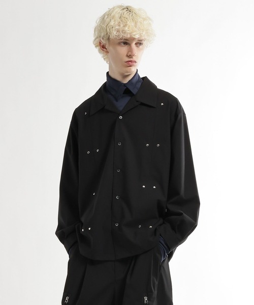 HARE（ハレ）の「【SET UP対応】CLEAR TEXTUREハトメパーツシャツ(HARE)（シャツ/ブラウス・メンズ・グレー/ブラウン/ブラック・FREE）」の13枚目の写真