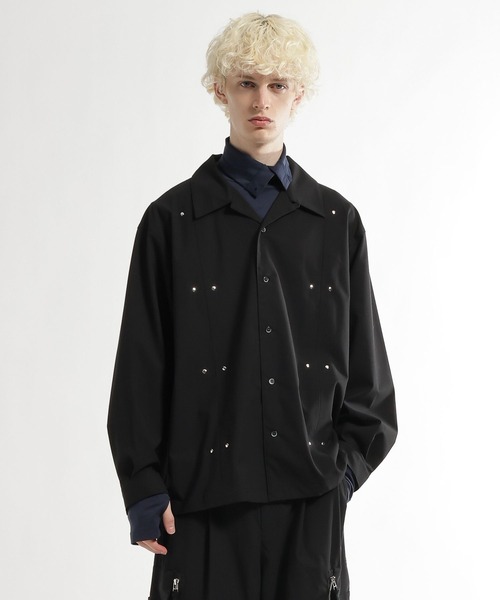 HARE（ハレ）の「【SET UP対応】CLEAR TEXTUREハトメパーツシャツ(HARE)（シャツ/ブラウス・メンズ・グレー/ブラウン/ブラック・FREE）」の14枚目の写真