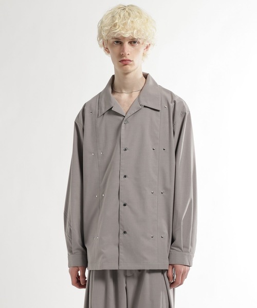 HARE（ハレ）の「【SET UP対応】CLEAR TEXTUREハトメパーツシャツ(HARE)（シャツ/ブラウス・メンズ・グレー/ブラウン/ブラック・FREE）」の15枚目の写真