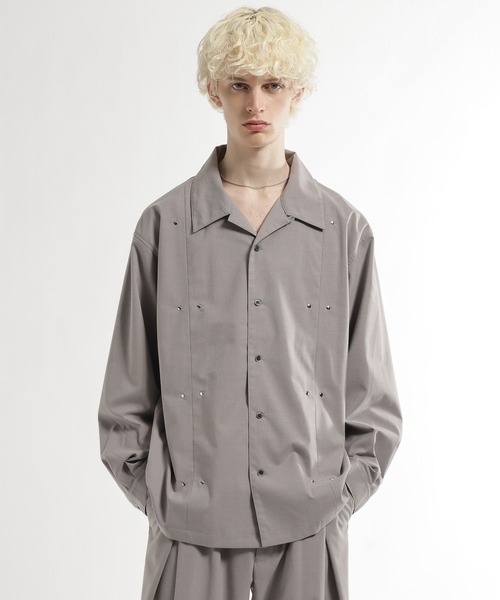 HARE（ハレ）の「【SET UP対応】CLEAR TEXTUREハトメパーツシャツ(HARE)（シャツ/ブラウス・メンズ・グレー/ブラウン/ブラック・FREE）」の16枚目の写真