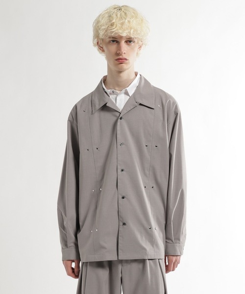 HARE（ハレ）の「【SET UP対応】CLEAR TEXTUREハトメパーツシャツ(HARE)（シャツ/ブラウス・メンズ・グレー/ブラウン/ブラック・FREE）」の17枚目の写真