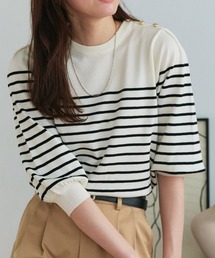 Pierrot（ピエロ）の「ゴールドボタンパフスリーブニット（ニット/セーター）」