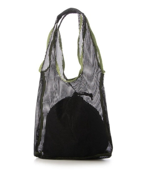 EARTH MADE（アースメイド）の「MESH TOTE+巾着セット（トートバッグ・レディース・ホワイト/ブラック/ブルー・FREE）」の7枚目の写真
