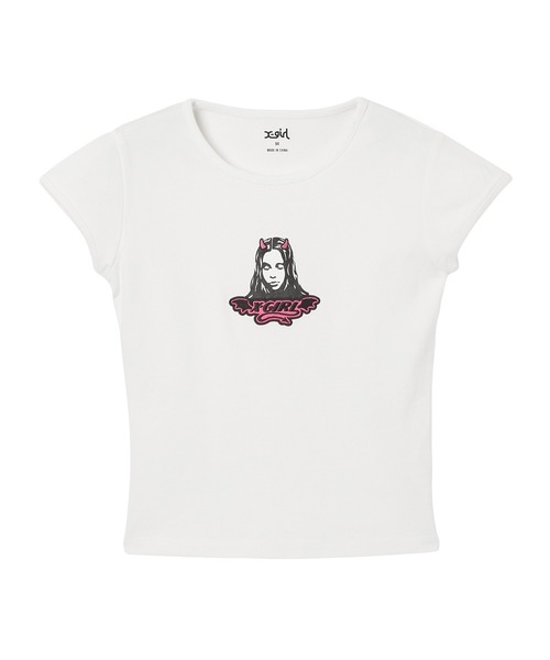 X-girl(エックスガール)の「DEVIL FACE S/S BABY TEE(Tシャツ/カットソー・レディース・ブラック/ホワイト/レッド・S/M)」の7枚目の写真