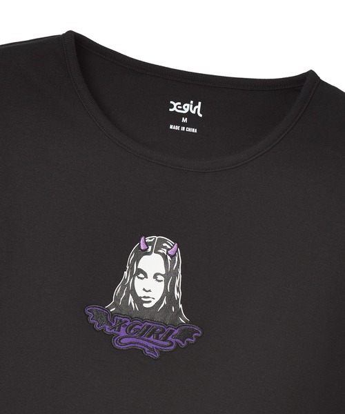 X-girl(エックスガール)の「DEVIL FACE S/S BABY TEE(Tシャツ/カットソー・レディース・ブラック/ホワイト/レッド・S/M)」の9枚目の写真