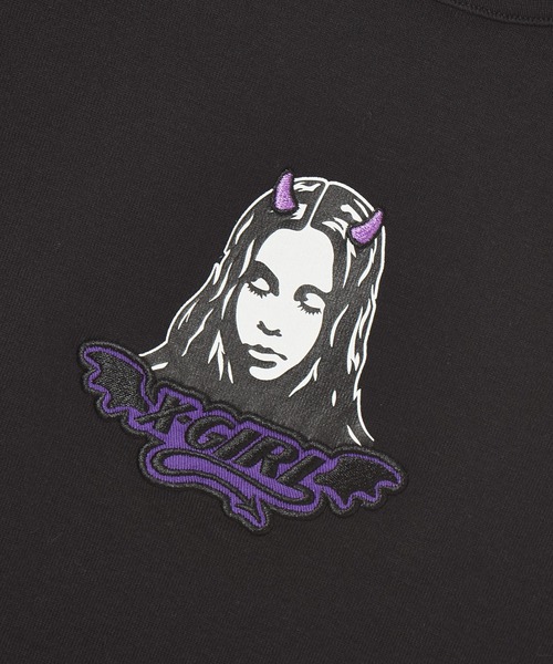 X-girl(エックスガール)の「DEVIL FACE S/S BABY TEE(Tシャツ/カットソー・レディース・ブラック/ホワイト/レッド・S/M)」の10枚目の写真