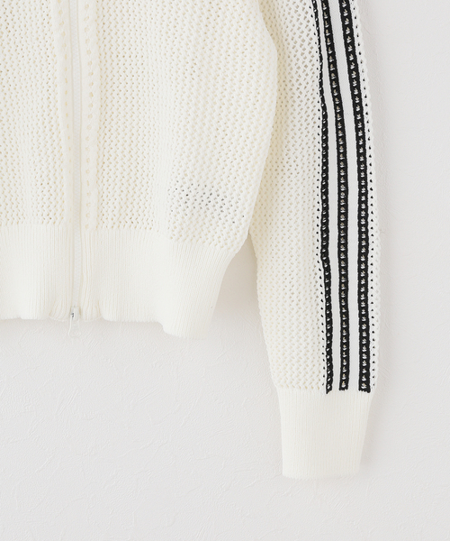 adidas Originals（アディダスオリジナルス）の「adidas originals / アディダス オリジナルス W KNITTED CROCHET FIREBIRD TRACK TOP（ブルゾン・レディース・アイボリー/ブラウン・MEDIUM）」の5枚目の写真