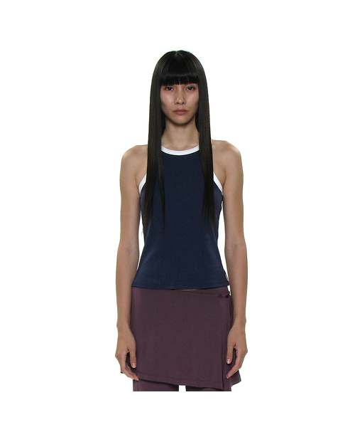 PARTIMENTO WOMEN(パルティメントウィメン)の「PWC カラーブロックリブドレーサーバックタンク_5カラー(Tシャツ/カットソー・レディース・ホワイト/ライトグレー/ネイビー/エメラルド/チャコール・SMALL/MEDIUM/LARGE)」の5枚目の写真