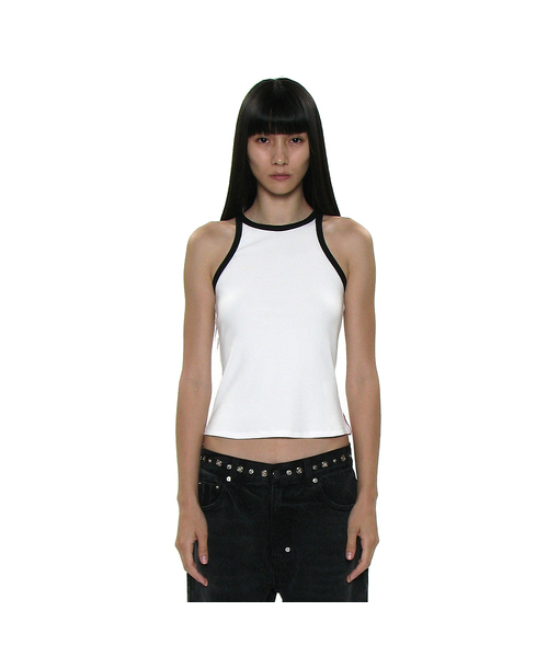 PARTIMENTO WOMEN(パルティメントウィメン)の「PWC カラーブロックリブドレーサーバックタンク_5カラー(Tシャツ/カットソー・レディース・ホワイト/ライトグレー/ネイビー/エメラルド/チャコール・SMALL/MEDIUM/LARGE)」の1枚目の写真