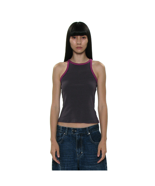 PARTIMENTO WOMEN(パルティメントウィメン)の「PWC カラーブロックリブドレーサーバックタンク_5カラー(Tシャツ/カットソー・レディース・ホワイト/ライトグレー/ネイビー/エメラルド/チャコール・SMALL/MEDIUM/LARGE)」の3枚目の写真