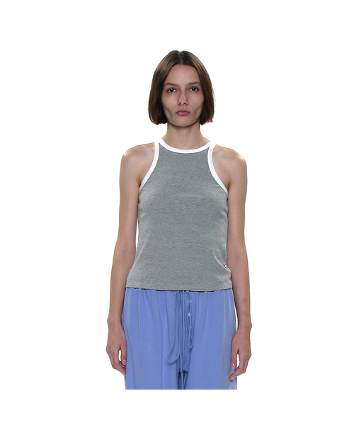 PARTIMENTO WOMEN(パルティメントウィメン)の「PWC カラーブロックリブドレーサーバックタンク_5カラー(Tシャツ/カットソー・レディース・ホワイト/ライトグレー/ネイビー/エメラルド/チャコール・SMALL/MEDIUM/LARGE)」の2枚目の写真