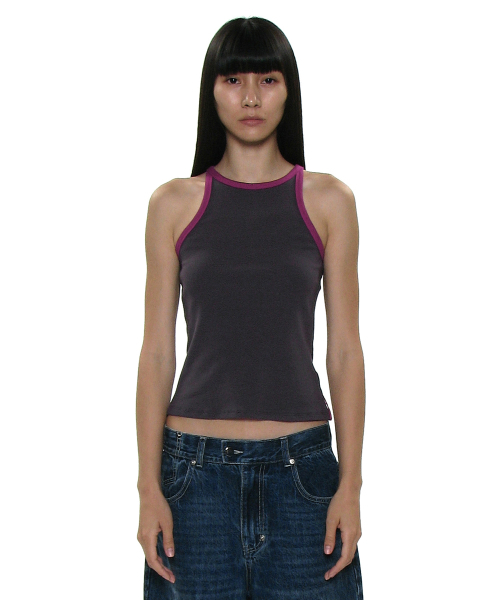 PARTIMENTO WOMEN(パルティメントウィメン)の「PWC カラーブロックリブドレーサーバックタンク_5カラー(Tシャツ/カットソー・レディース・ホワイト/ライトグレー/ネイビー/エメラルド/チャコール・SMALL/MEDIUM/LARGE)」の7枚目の写真