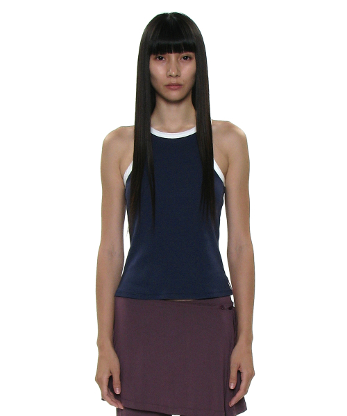 PARTIMENTO WOMEN(パルティメントウィメン)の「PWC カラーブロックリブドレーサーバックタンク_5カラー(Tシャツ/カットソー・レディース・ホワイト/ライトグレー/ネイビー/エメラルド/チャコール・SMALL/MEDIUM/LARGE)」の9枚目の写真