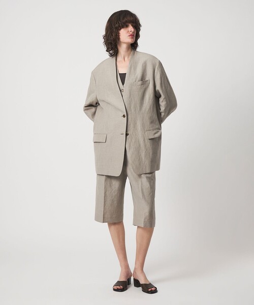 6（ロク）の「＜6(ROKU)＞麻ブレンド ハーフパンツ（その他パンツ・レディース・ベージュ/ブラック・38/36）」の4枚目の写真