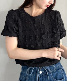 ぽこぽこパフスリーブ半袖トップス