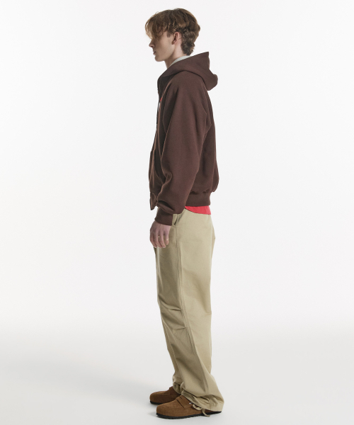 NOHANT（ノアン）の「WAFFLE LINED HOODED ZIP-UP JUMPER BROWN（パーカー・メンズ・ブラウン・LARGE/MEDIUM/SMALL）」の4枚目の写真
