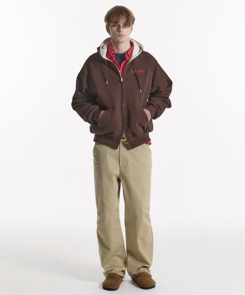 NOHANT（ノアン）の「WAFFLE LINED HOODED ZIP-UP JUMPER BROWN（パーカー・メンズ・ブラウン・LARGE/MEDIUM/SMALL）」の7枚目の写真
