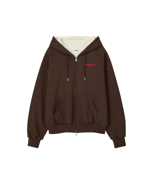 NOHANT（ノアン）の「WAFFLE LINED HOODED ZIP-UP JUMPER BROWN（パーカー・メンズ・ブラウン・LARGE/MEDIUM/SMALL）」の8枚目の写真