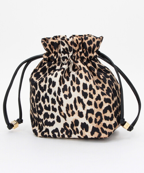 GANNI(ガニー)の「GANNI/ガニー Pouch Printed Nylon / B3010069 / レオパード柄 ナイロン キンチャク ミニバッグ(ハンドバッグ・レディース・レオパード・ONE SIZE)」の3枚目の写真