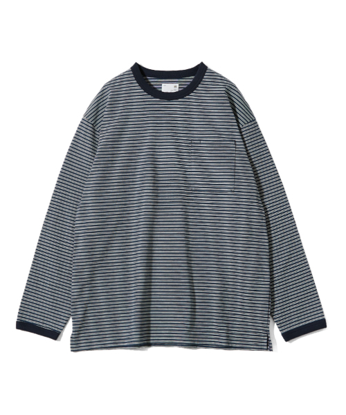 HORLISUN(ホーリーサン)の「Powell Long Sleeve Stripe T-shirt Evergreen(Tシャツ/カットソー・メンズ・その他・SMALL/MEDIUM/LARGE)」の1枚目の写真