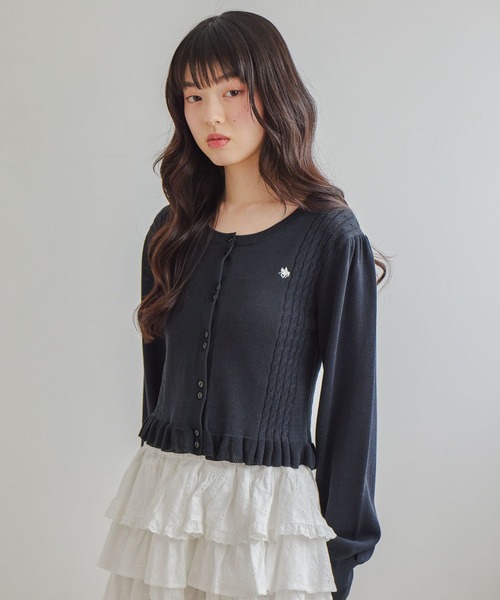 POLO BCS(ポロ ビーシーエス)の「【POLO BCS(ポロ・ビーシーエス)】ケーブルフリルカーディガン 666080(カーディガン/ボレロ・レディース・ネイビー/グレー/アイボリー・FREE)」の15枚目の写真