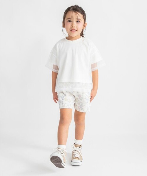BRANSHES(ブランシェス)の「チュールドッキング半袖Tシャツ(Tシャツ/カットソー・キッズ・ブラック/アイボリー・140/150/110/100/120/130)」の3枚目の写真