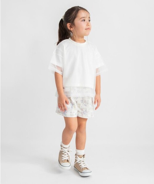 BRANSHES(ブランシェス)の「チュールドッキング半袖Tシャツ(Tシャツ/カットソー・キッズ・ブラック/アイボリー・140/150/110/100/120/130)」の4枚目の写真