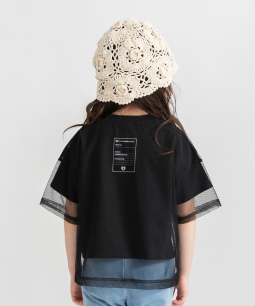 BRANSHES(ブランシェス)の「チュールドッキング半袖Tシャツ(Tシャツ/カットソー・キッズ・ブラック/アイボリー・140/150/110/100/120/130)」の1枚目の写真