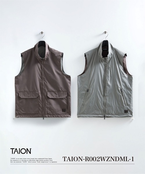 TAION（タイオン）の「【TAION(タイオン)】〈ユニセックス〉ノンダウン ミリタリー リバーシブル ハイネック ベスト（ベスト・メンズ・ダークオリーブ/ブラック/ダークグリーン系・2XL/XL/L/M/S/XS）」の3枚目の写真
