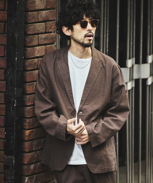 FREAK'S STORE（フリークスストア）の「LINEN COTTON JACKET/リネンコットン テーラードジャケット【セットアップ対応】（テーラードジャケット・メンズ・ブラウン/チャコールグレー/ホワイト/ブラック・LARGE/MEDIUM）」の9枚目の写真