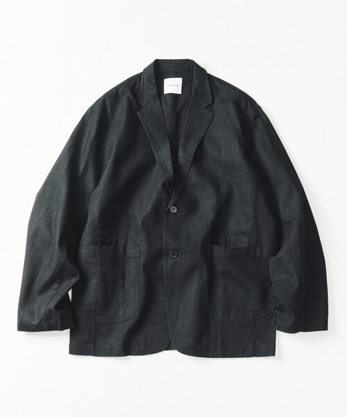 FLAX リネン ブラック ボタンジャケット M 古着　テーラード　黒　100％ セール】LINEN COTTON JACKET/リネンコットン テーラードジャケット